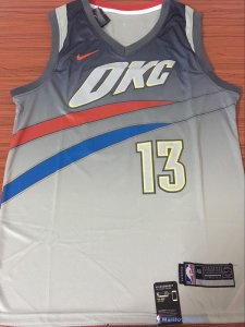 Maillot NBA Pas Cher Oklahoma City Thunder Paul George 13 Nike Gris Ville 2017/18