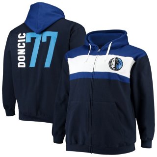 Dallas Mavericks Luka Doncic NavyWhite Big & Tall Full-Zip Hoodie