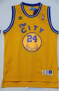 Maillot NBA Pas Cher Golden State Warriors Rick Barry 24 Retro Jaune