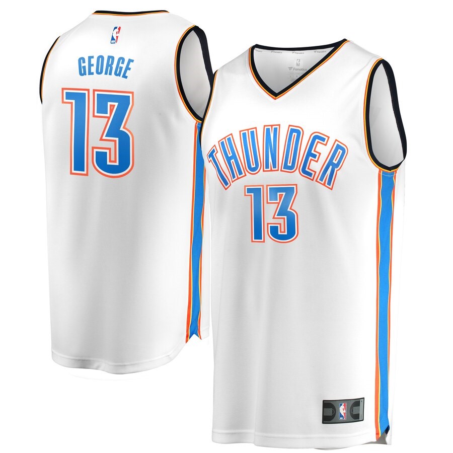 Oklahoma City Thunder Paul George Fanatics Branded White Fast Break ...