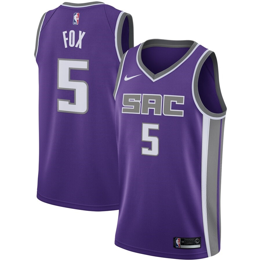 Sacramento Kings De'Aaron Fox Nike Purple Swingman Jersey - Icon ...