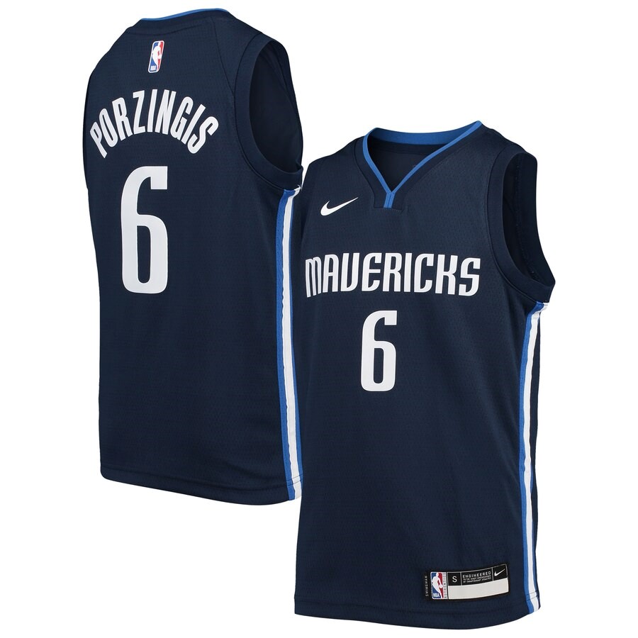 Dallas Mavericks Kristaps Porzingis Nike Navy Swingman Player Jersey ...