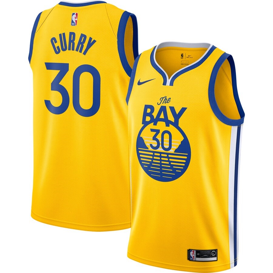 Golden State Warriors Stephen Curry Nike Gold Finished Swingman Jersey ...