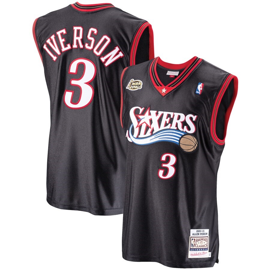 Philadelphia 76ers Allen Iverson Mitchell & Ness Black 2000-01 Hardwood ...