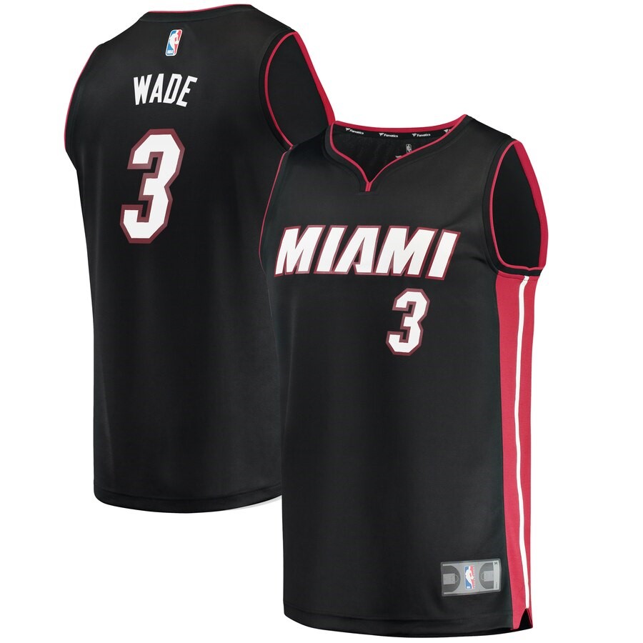 Miami Heat Dwyane Wade Fanatics Branded Black Fast Break Road Jersey ...