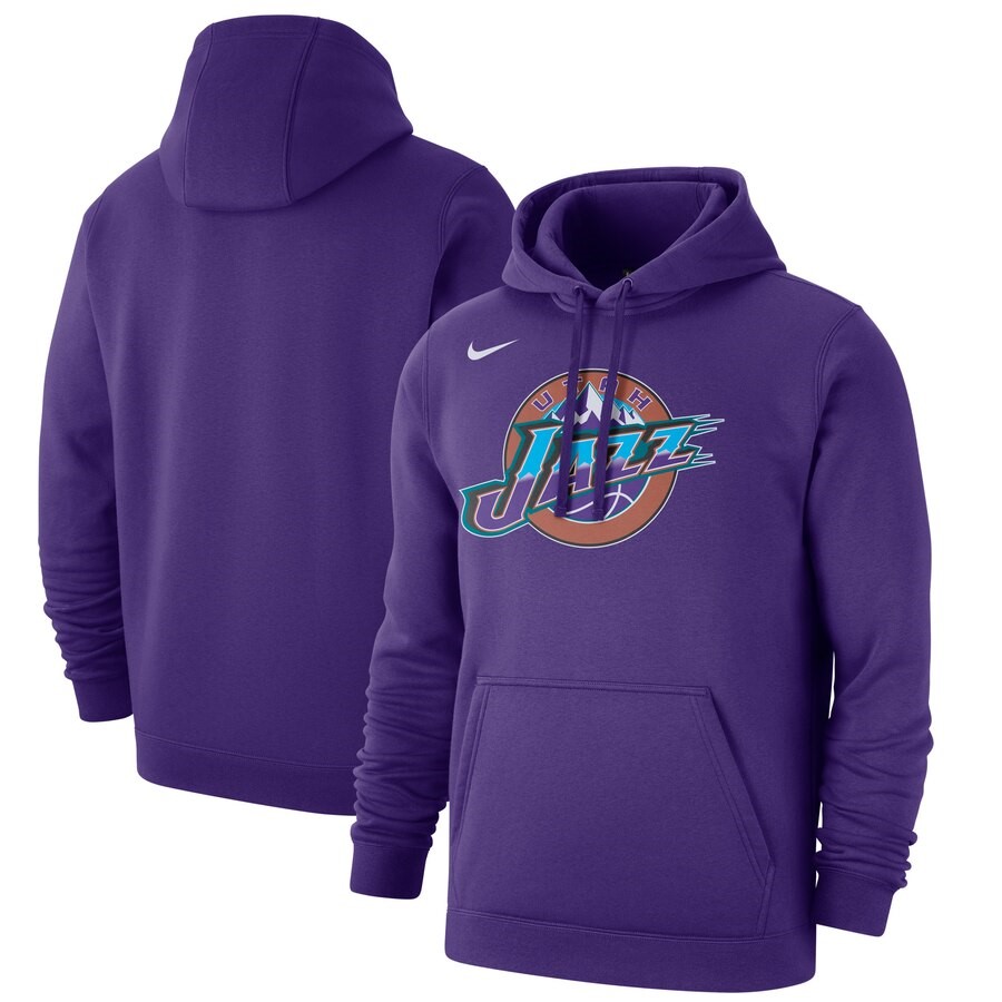 Utah Jazz Nike Purple Hardwood Classics Club Pullover Fleece Hoodie ...