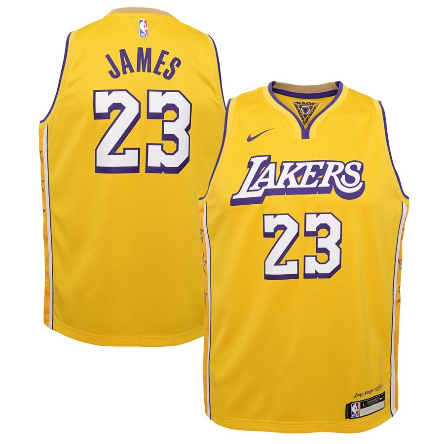 Los Angeles Lakers LeBron James Nike Yellow Swingman Jersey Jersey ...