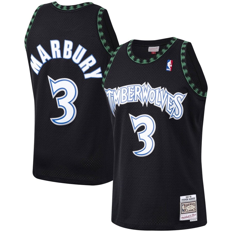 Minnesota Timberwolves Stephon Marbury Mitchell & Ness Black 1997-98 ...