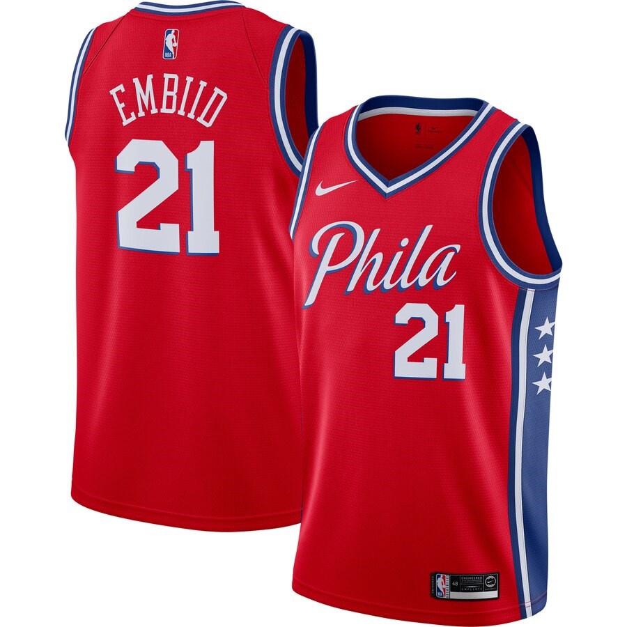 Philadelphia 76ers Joel Embiid Nike Red Finished Swingman Jersey ...