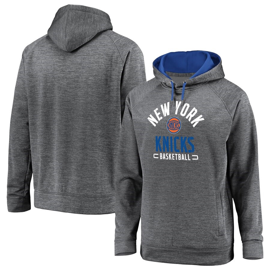 New York Knicks Fanatics Branded Gray Battle Charged Pullover Hoodie ...