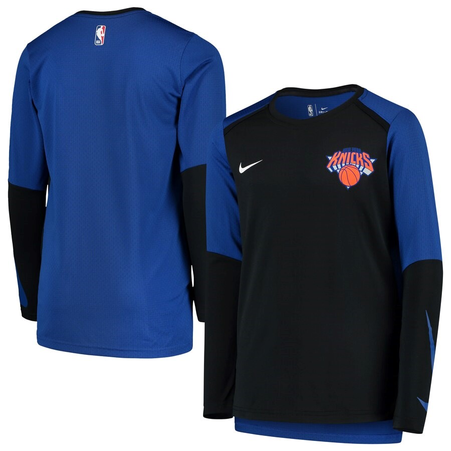 New York Knicks Nike BlackBlue Dry Performance Long Sleeve Shooting T ...