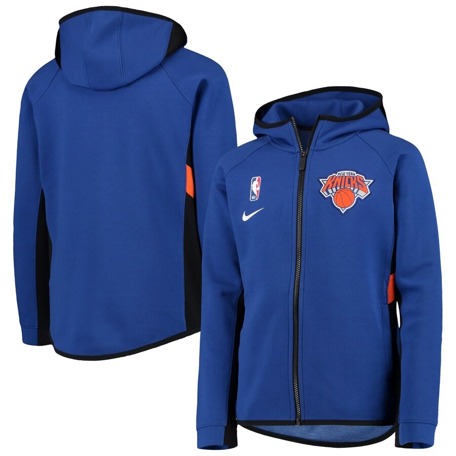 New York Knicks Nike Blue Team Logo Showtime Performance Raglan Full ...