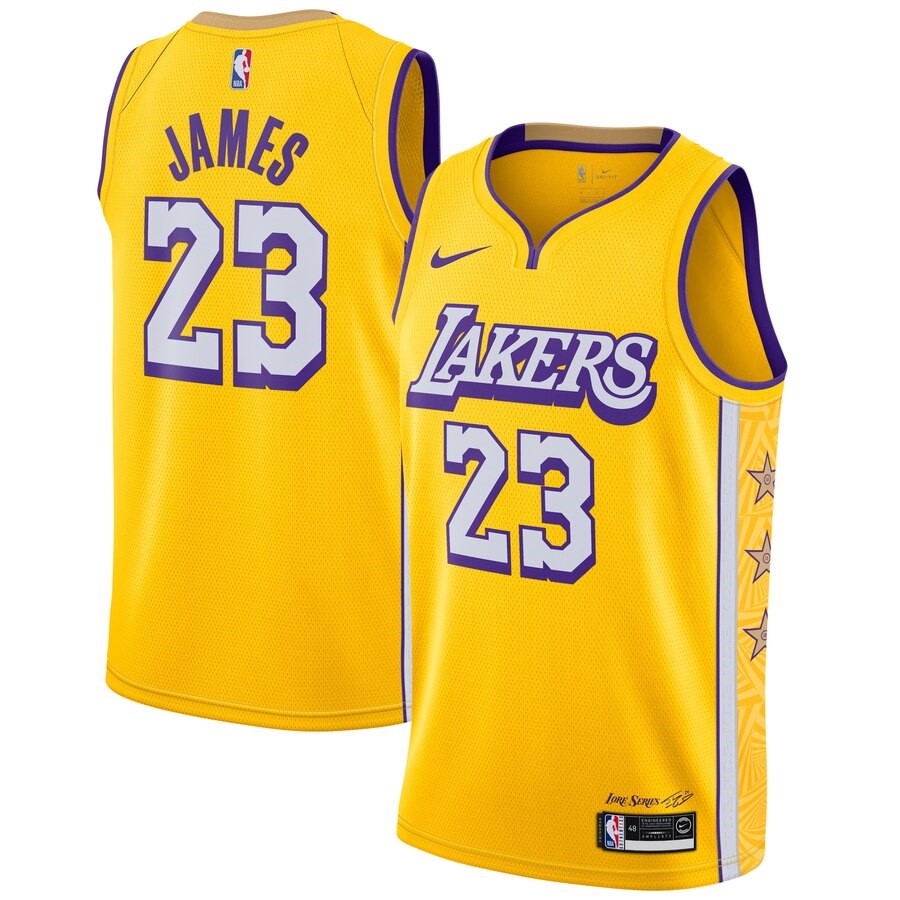 Nike LeBron James Yellow Los Angeles Lakers 2019/20 Finished Swingman ...