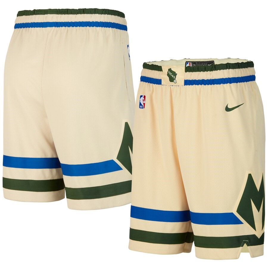 Milwaukee Bucks Nike Cream 2019/20 City Edition Swingman Shorts ...