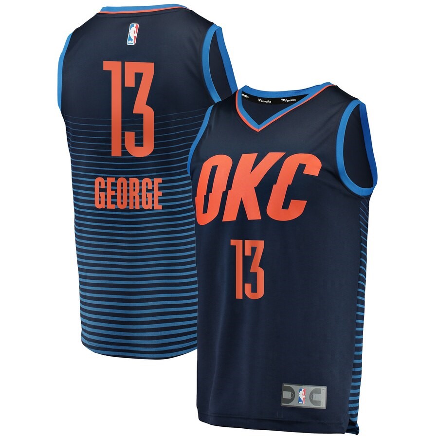 Oklahoma City Thunder Paul George Fanatics Branded Navy Fast Break ...