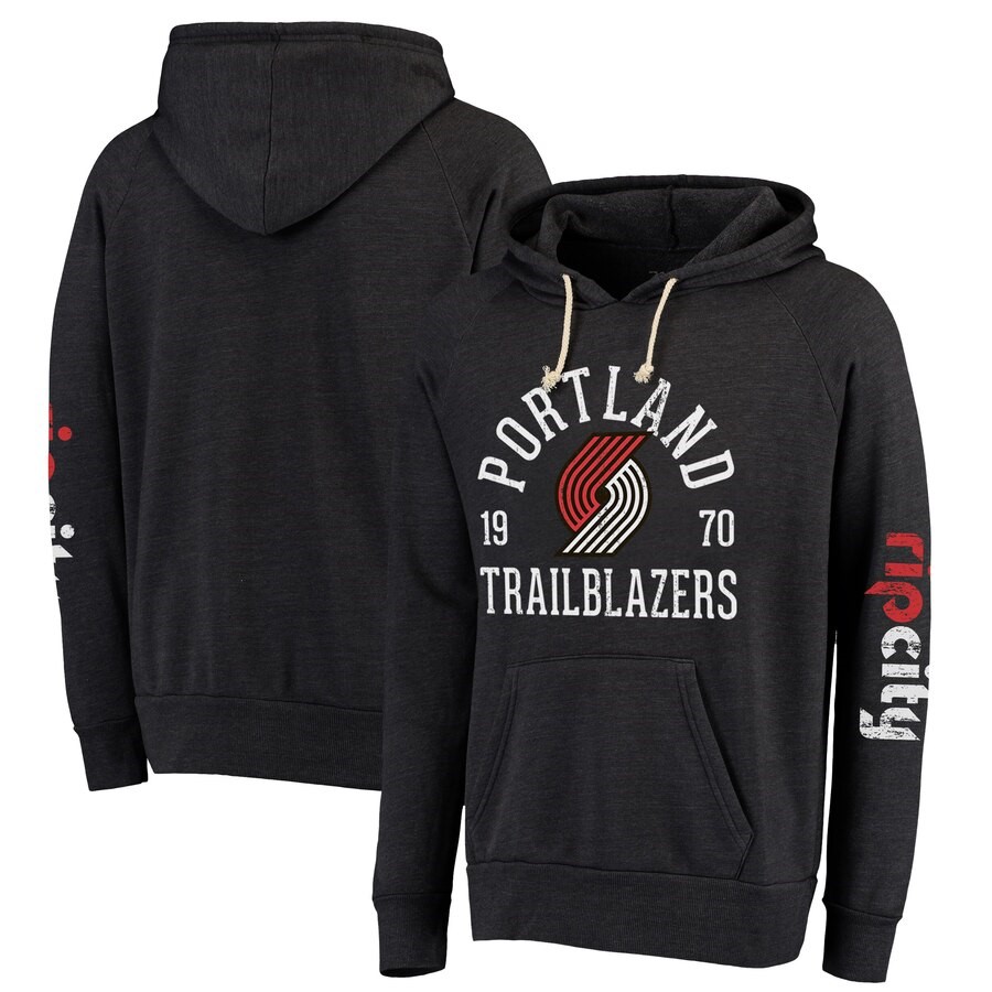 Portland Trail Blazers Majestic Threads Tri-Blend Pullover Hoodie ...