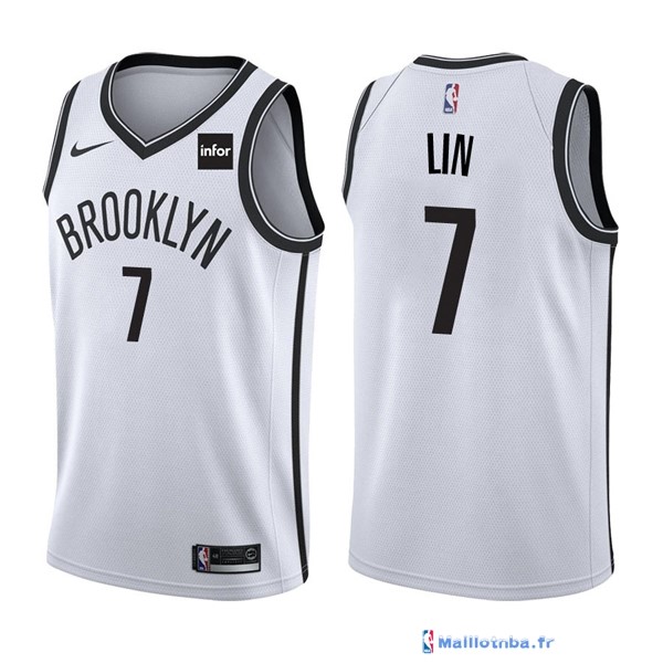 Maillot NBA Pas Cher Brooklyn Nets Jeremy Lin 7 Blanc 2017/18 - Maillot ...