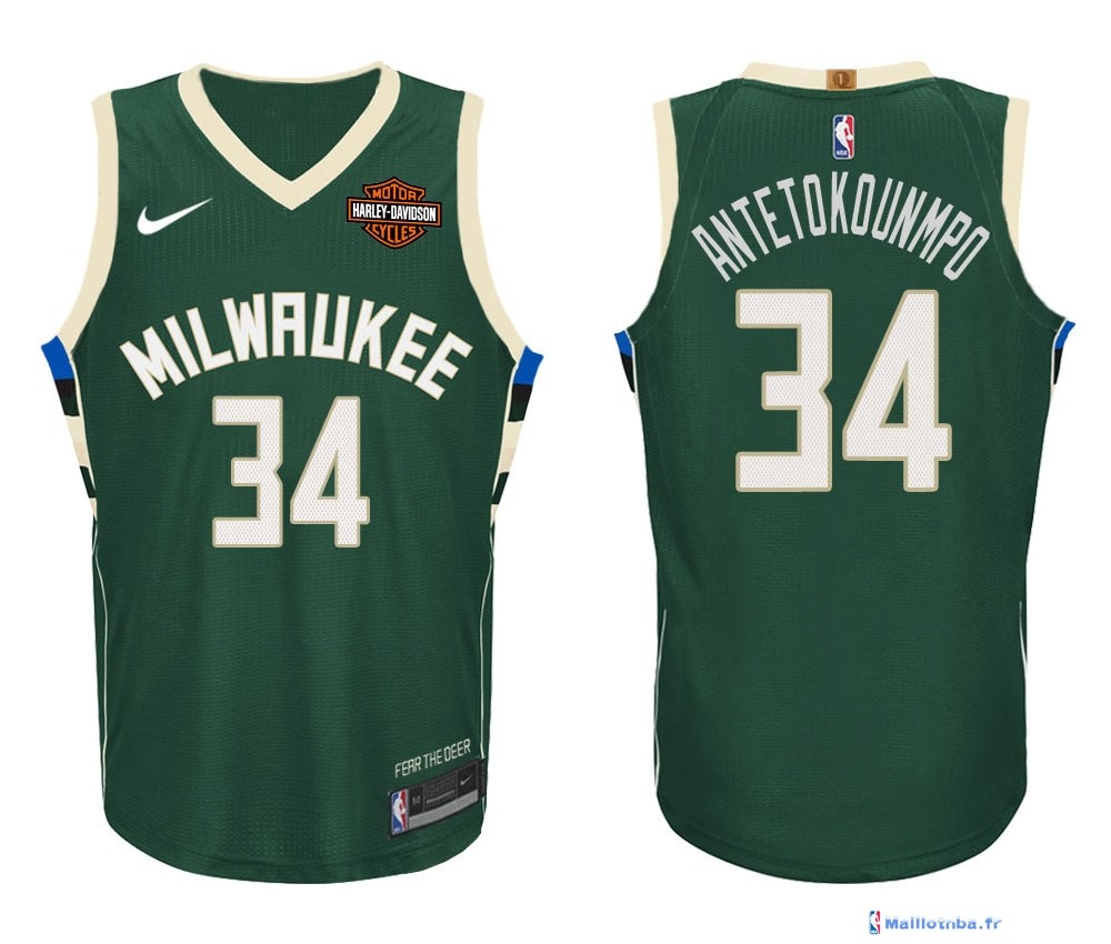 Maillot NBA Pas Cher Milwaukee Bucks Giannis Antetokounmpo 34 Vert 2017 ...