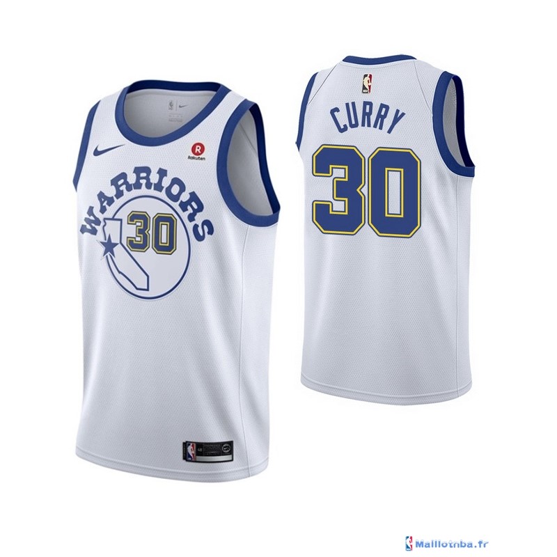 Maillot NBA Pas Cher Golden State Warriors Stephen Curry 30 Retro Blanc ...