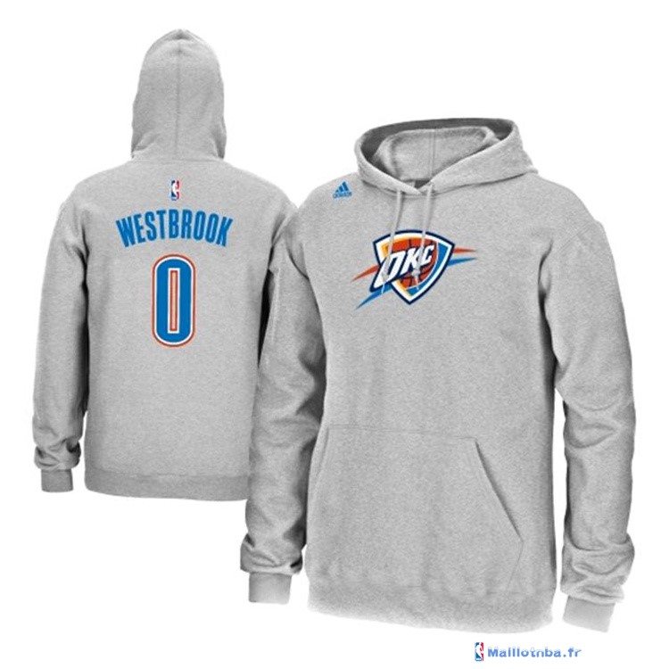 Sweat Capuche NBA Oklahoma City Thunder 0 Russell Westbrook Gris ...