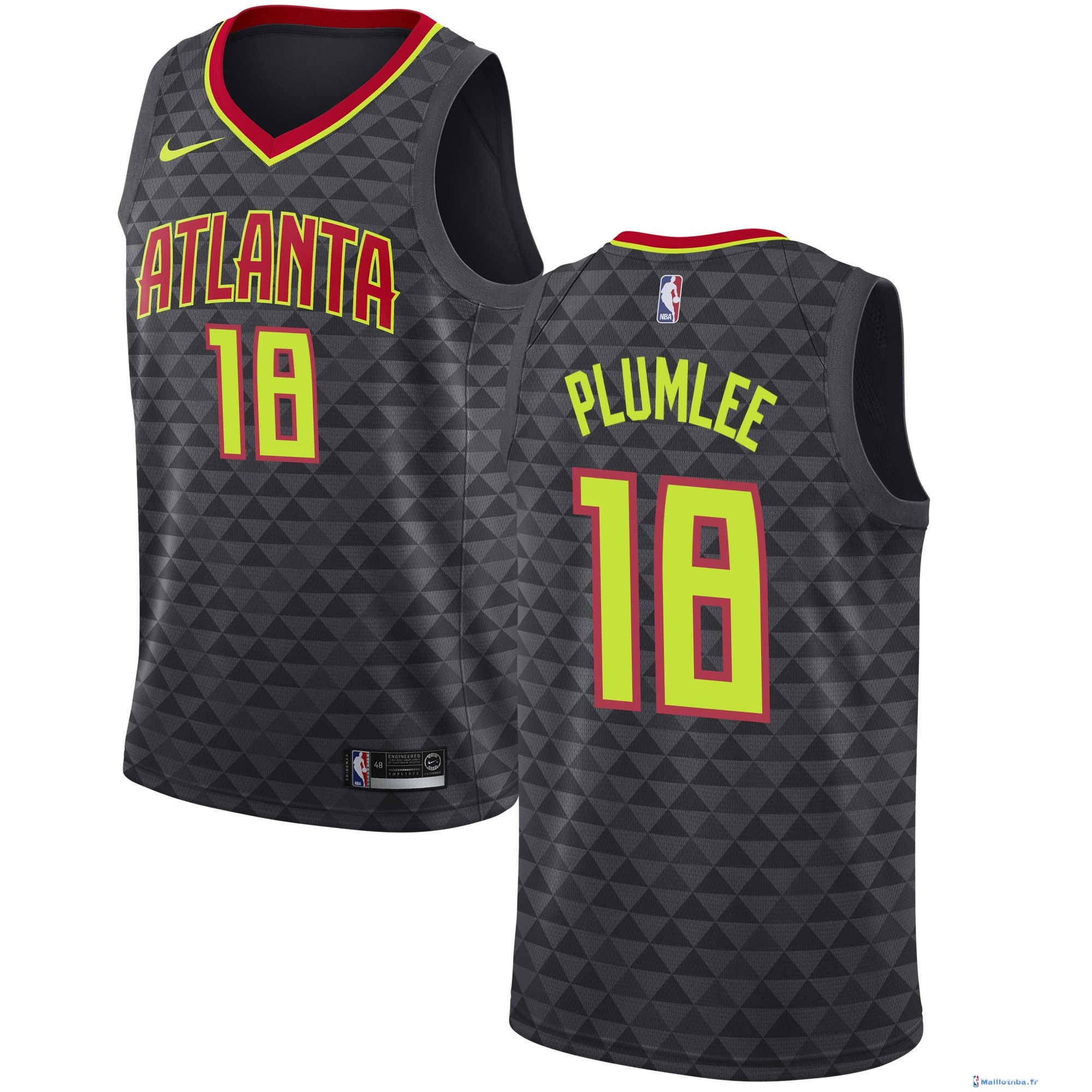 Maillot NBA Pas Cher Atlanta Hawks Miles Plumlee 18 Noir Icon 2017/18 ...