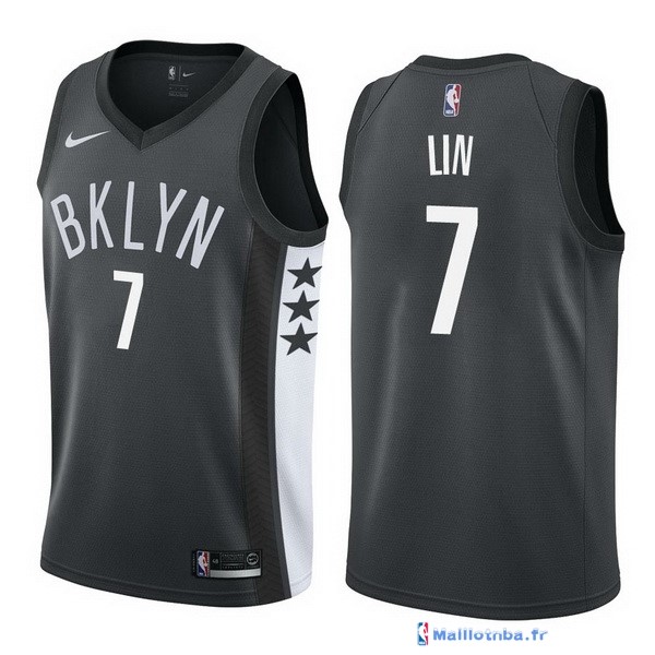 Maillot NBA Pas Cher Brooklyn Nets Jeremy Lin 7 Noir Statement 2017/18 ...