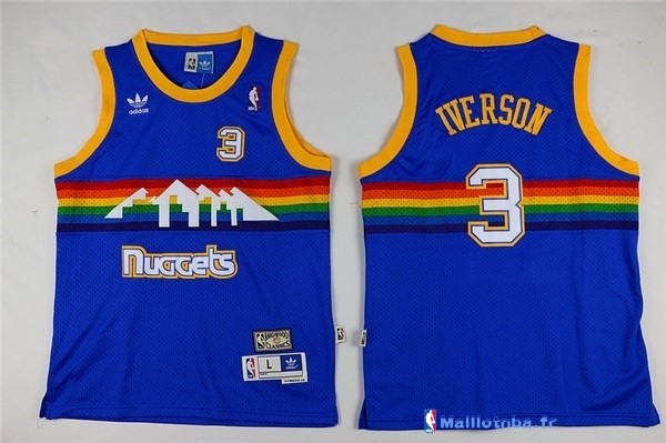 Maillot NBA Pas Cher Denver Nuggets Junior Allen Iverson 3 Bleu ...