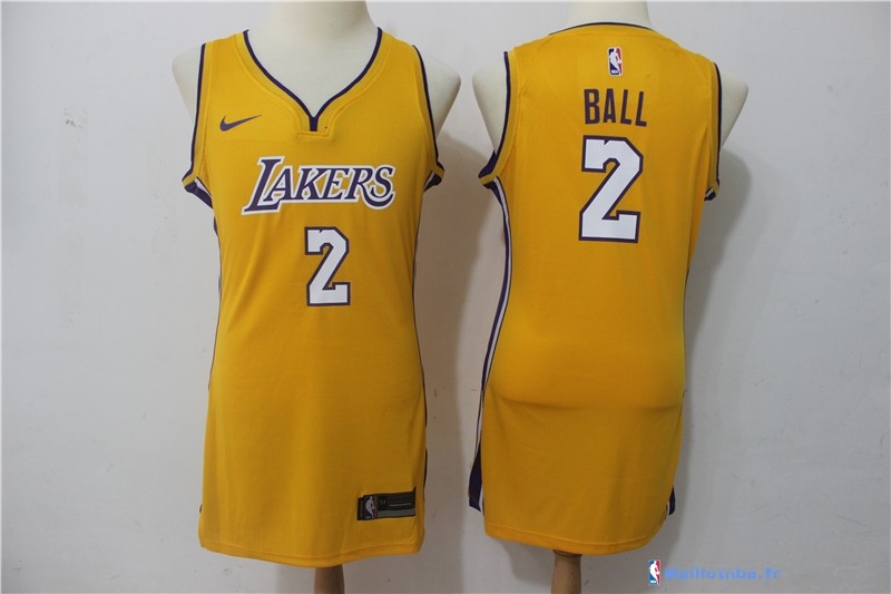 Maillot NBA Pas Cher Los Angeles Lakers Femme Lonzo Ball 2 Jaune Icon ...