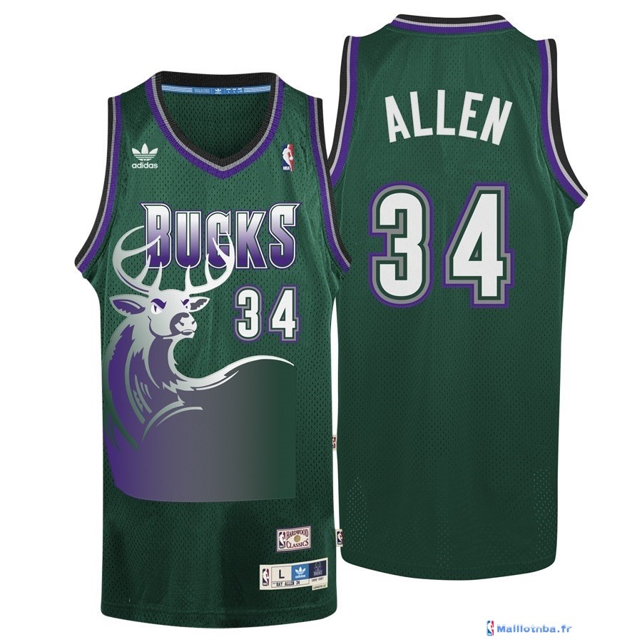 Maillot NBA Pas Cher Milwaukee Bucks Ray Allen 34 Vert ...