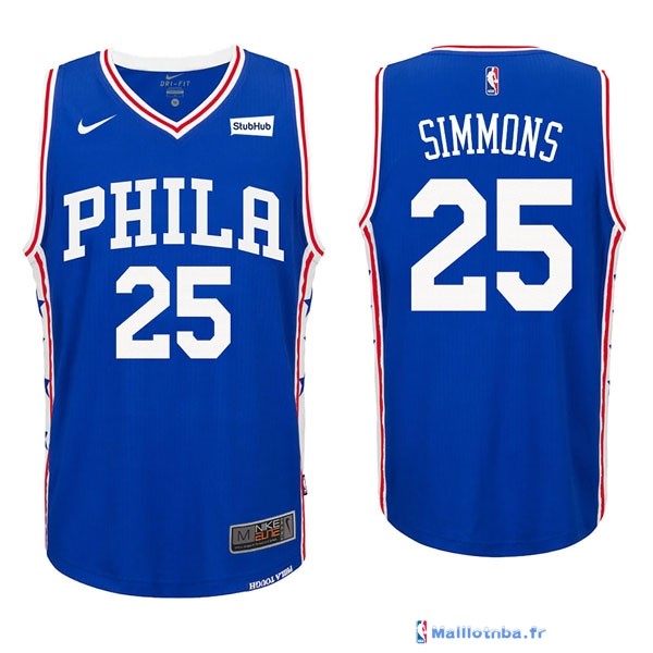 Maillot NBA Pas Cher Philadelphia Sixers Ben Simmons 25 Bleu 2017/18 ...