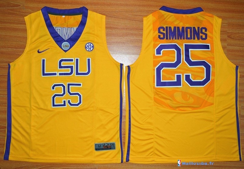 Maillot NCAA Pas Cher LSU Bobby Simmons 25 Jaune - Maillot Basket NBA ...