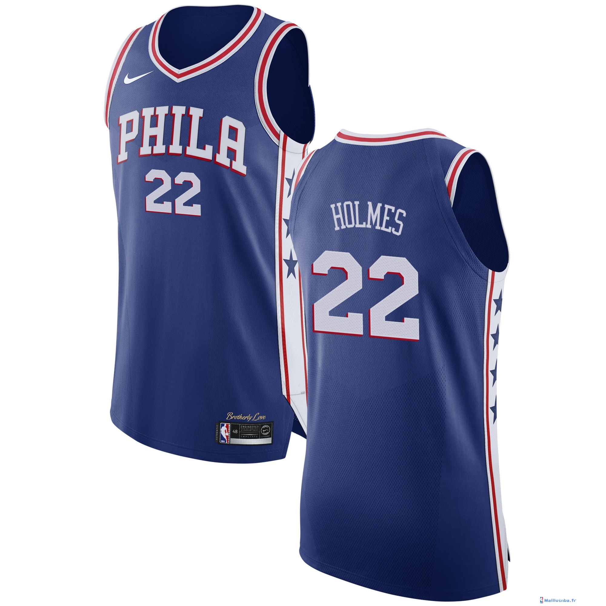 Maillot NBA Pas Cher Philadelphia Sixers Richaun Holmes 22 Bleu Icon ...