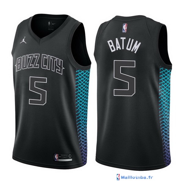 Maillot NBA Pas Cher Charlotte Hornets Nicolas Batum 5 Nike Noir Ville ...