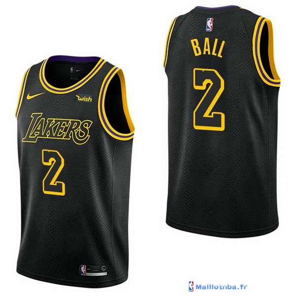 Maillot NBA Pas Cher Los Angeles Lakers Lonzo Ball 2 Noir Ville 2017/18 ...